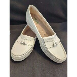NEW SAS Softie White Leather Comfort Shoes Tassel Loafers Women’s Size 8.5 N